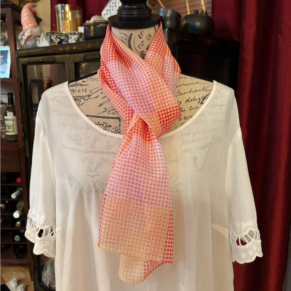Collection  XIIX Ltd Pastel Gingham Plaid Sheer Scarf